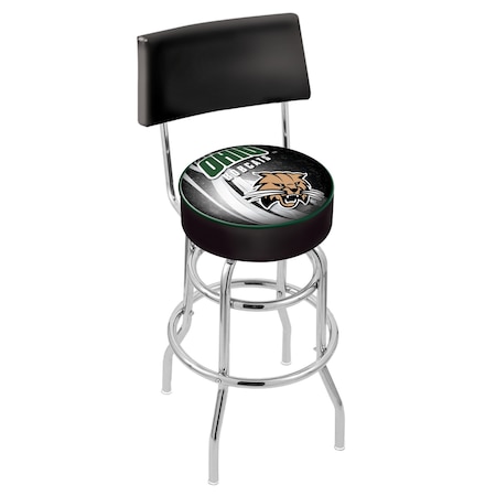 Holland Bar Stool Co 30" Chrome 2-Ring Ohio University Swivel Bar Stool, Back L7C430UnivOH-D2
